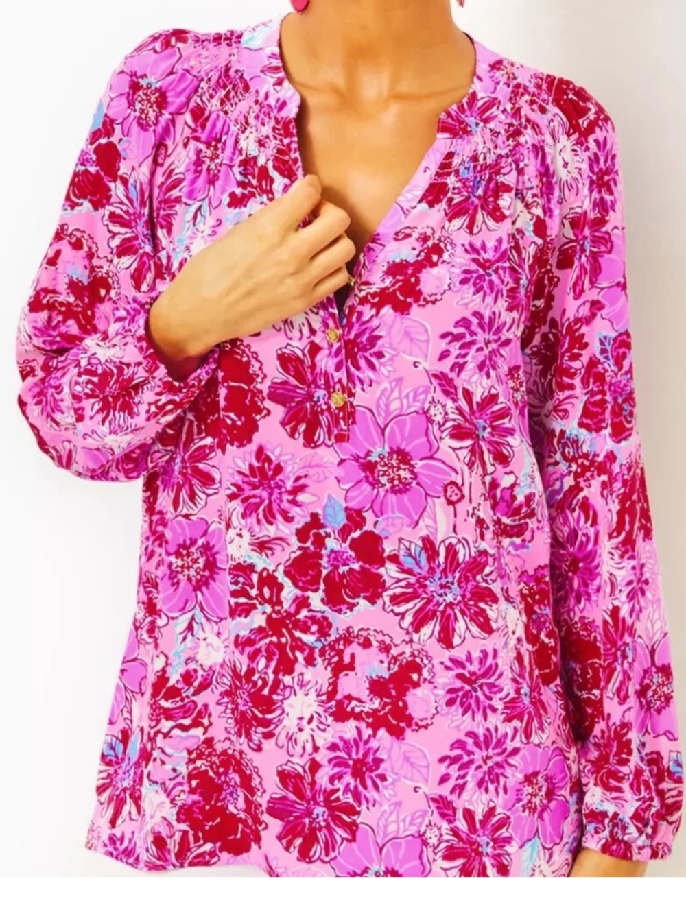 Lilly Pulitzer Elsa Silk Top Lilac Thistle In The Wild Flowers SIZE LARGE